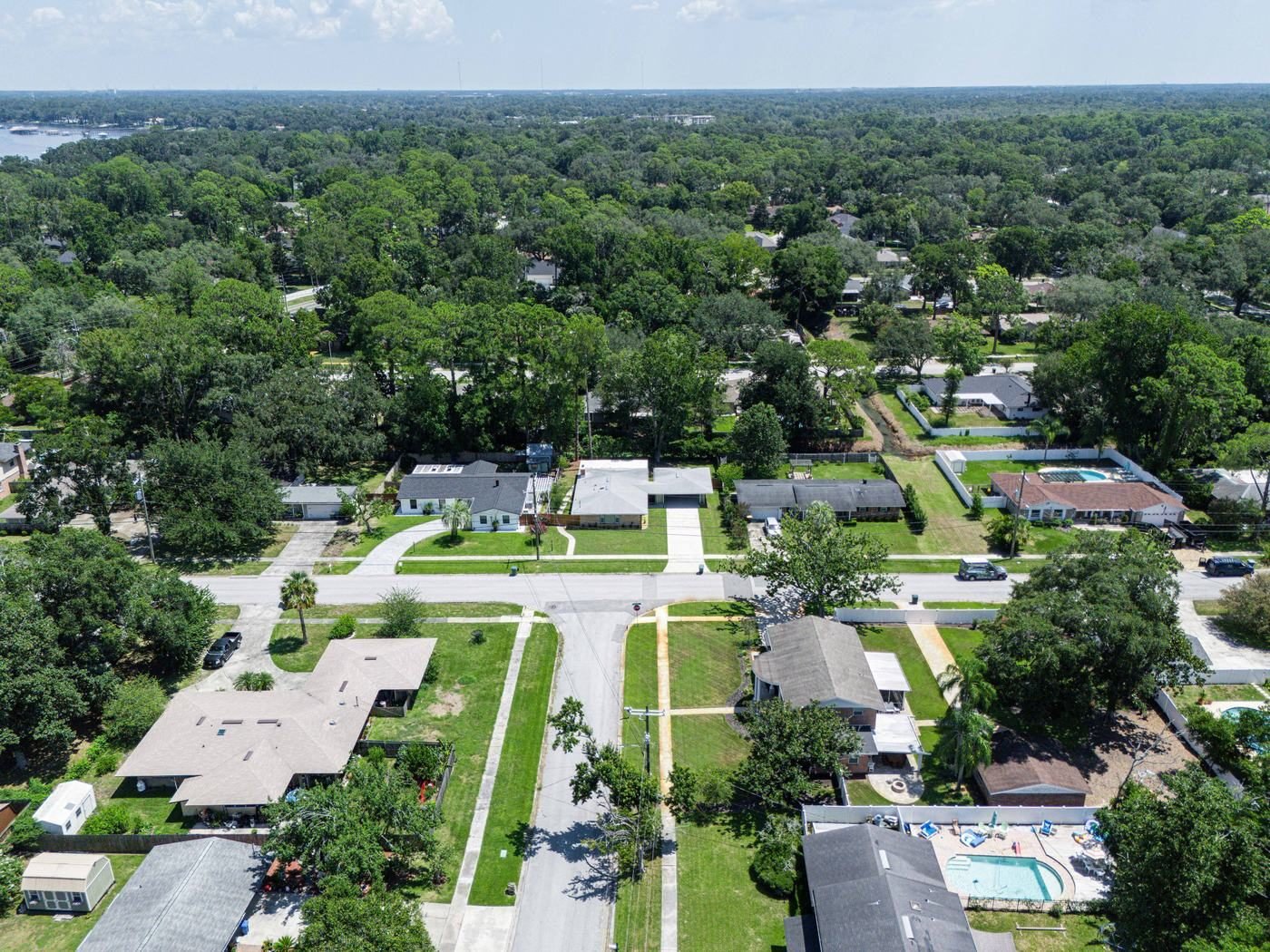 aerial & neighborhood at JaxStay furnished home in Mandarin Jacksonville Florida