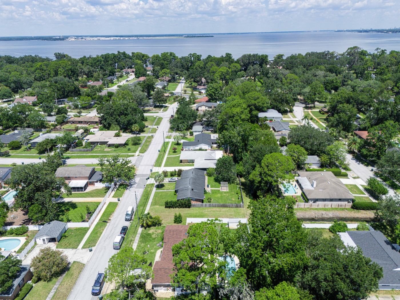 aerial & neighborhood at JaxStay furnished home in Mandarin Jacksonville Florida