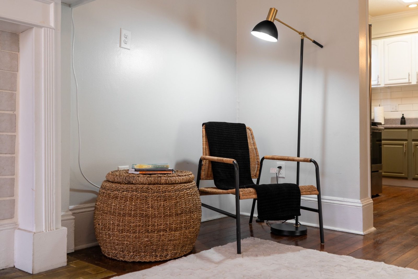 Reading nook with floor lamp
